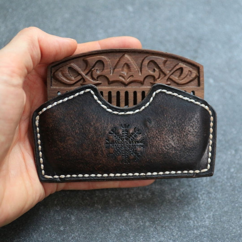 SALE - Walnut Comb + FREE Leather Pouch - NorseMyst